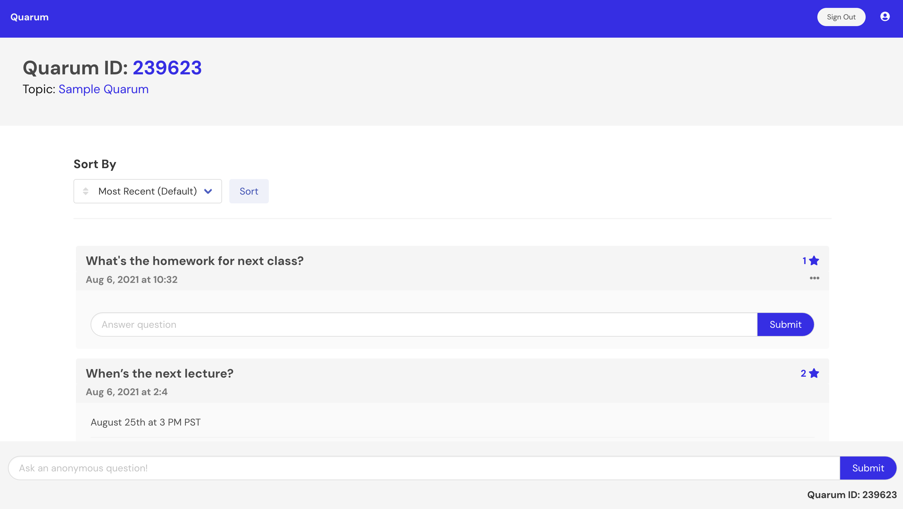 Quarum Project Results